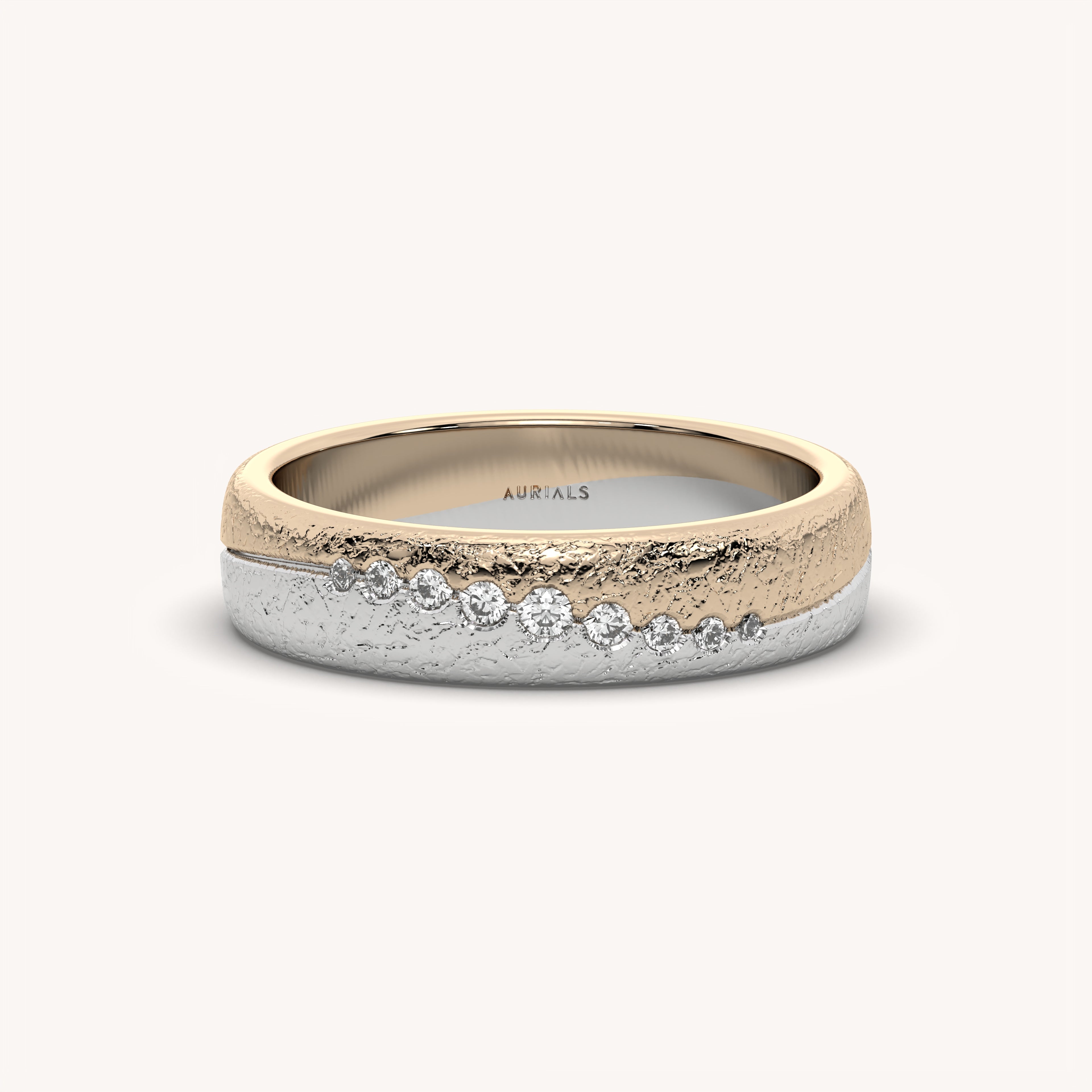 Two-Tone Textured Diamond Wedding Band