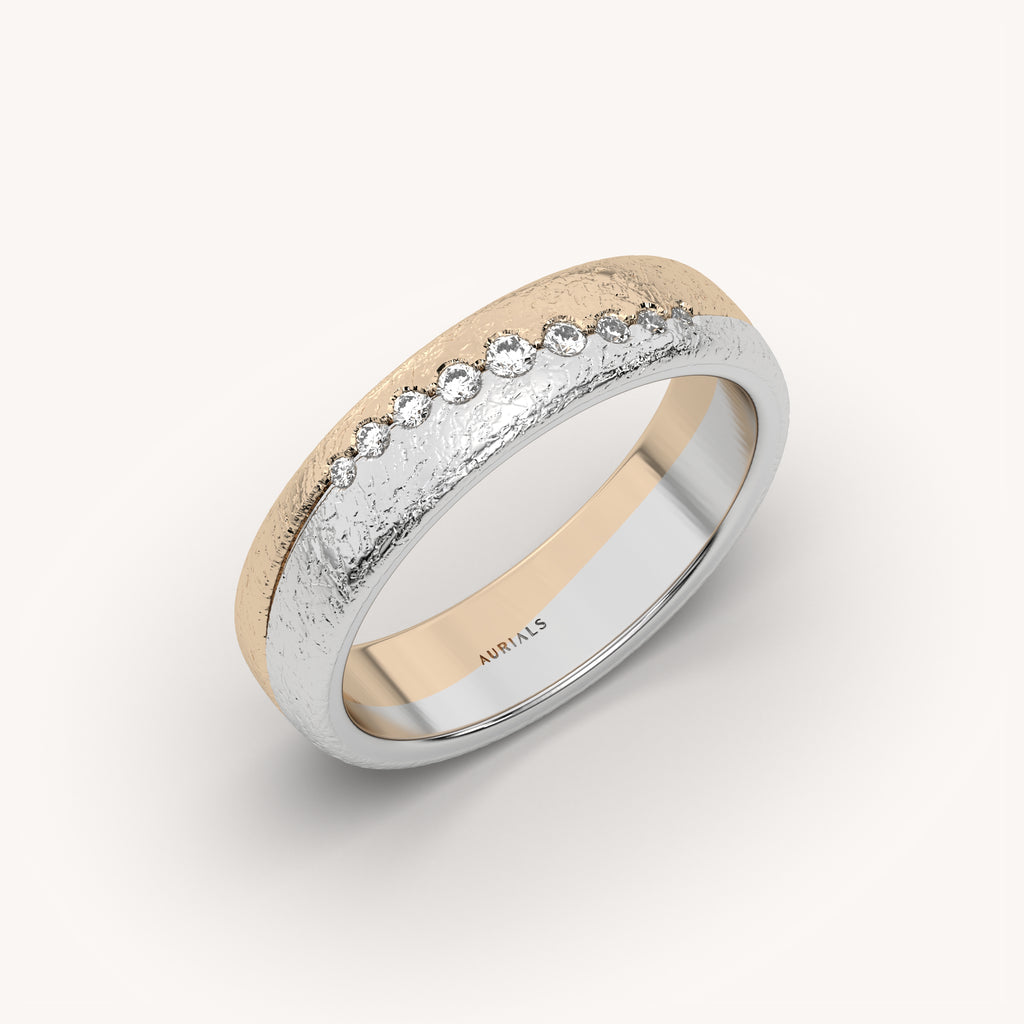 Two-Tone Textured Diamond Wedding Band