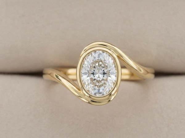 Oval 2ct Lab Diamond Bypass Engagement Ring