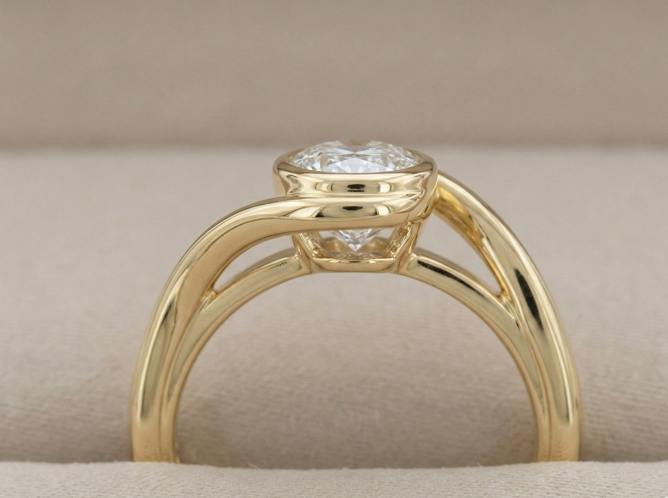 Oval 2ct Lab Diamond Bypass Engagement Ring