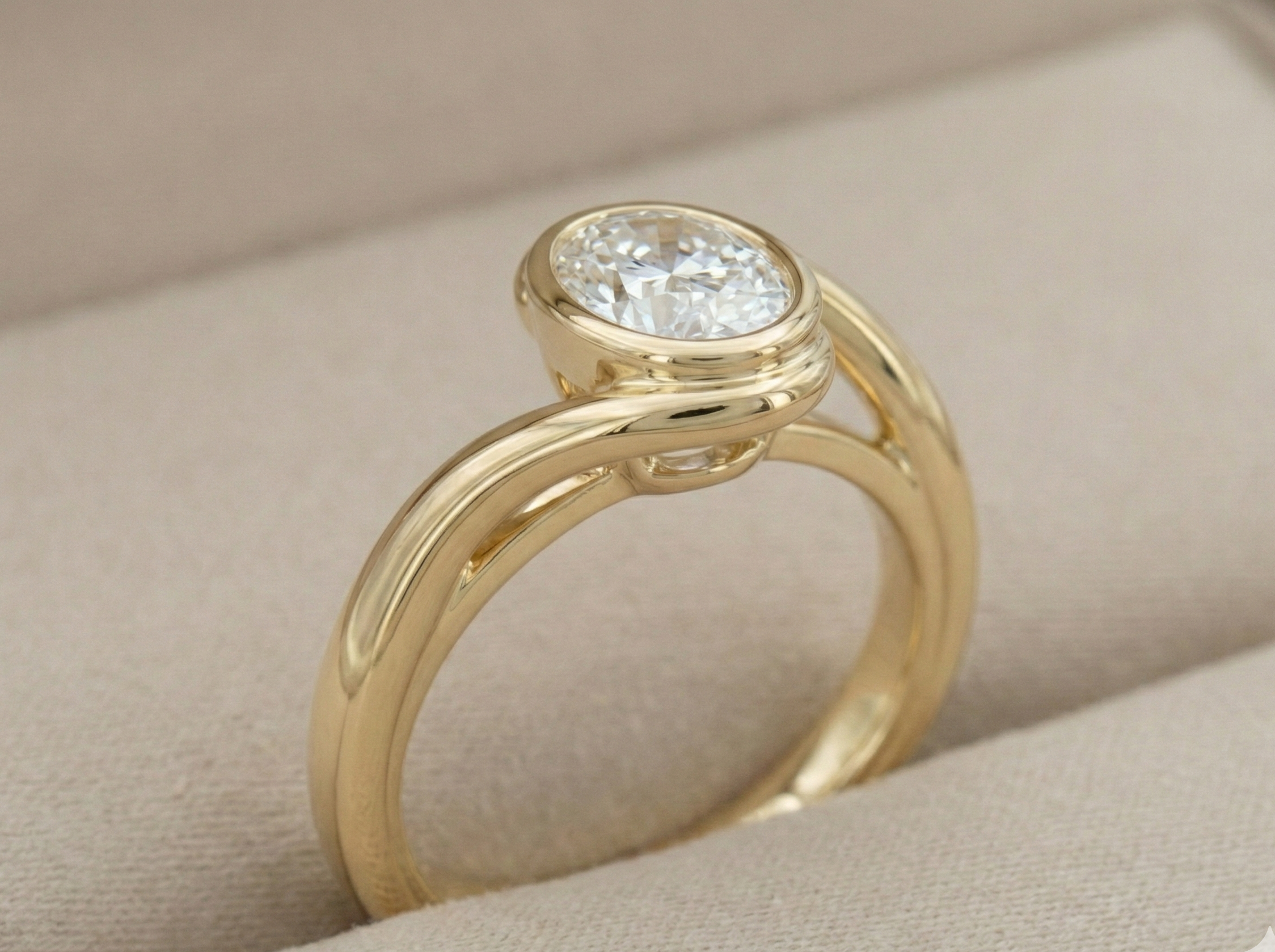 Oval 2ct Lab Diamond Bypass Engagement Ring