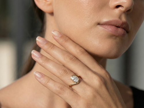 Oval 2ct Lab Diamond Bypass Engagement Ring