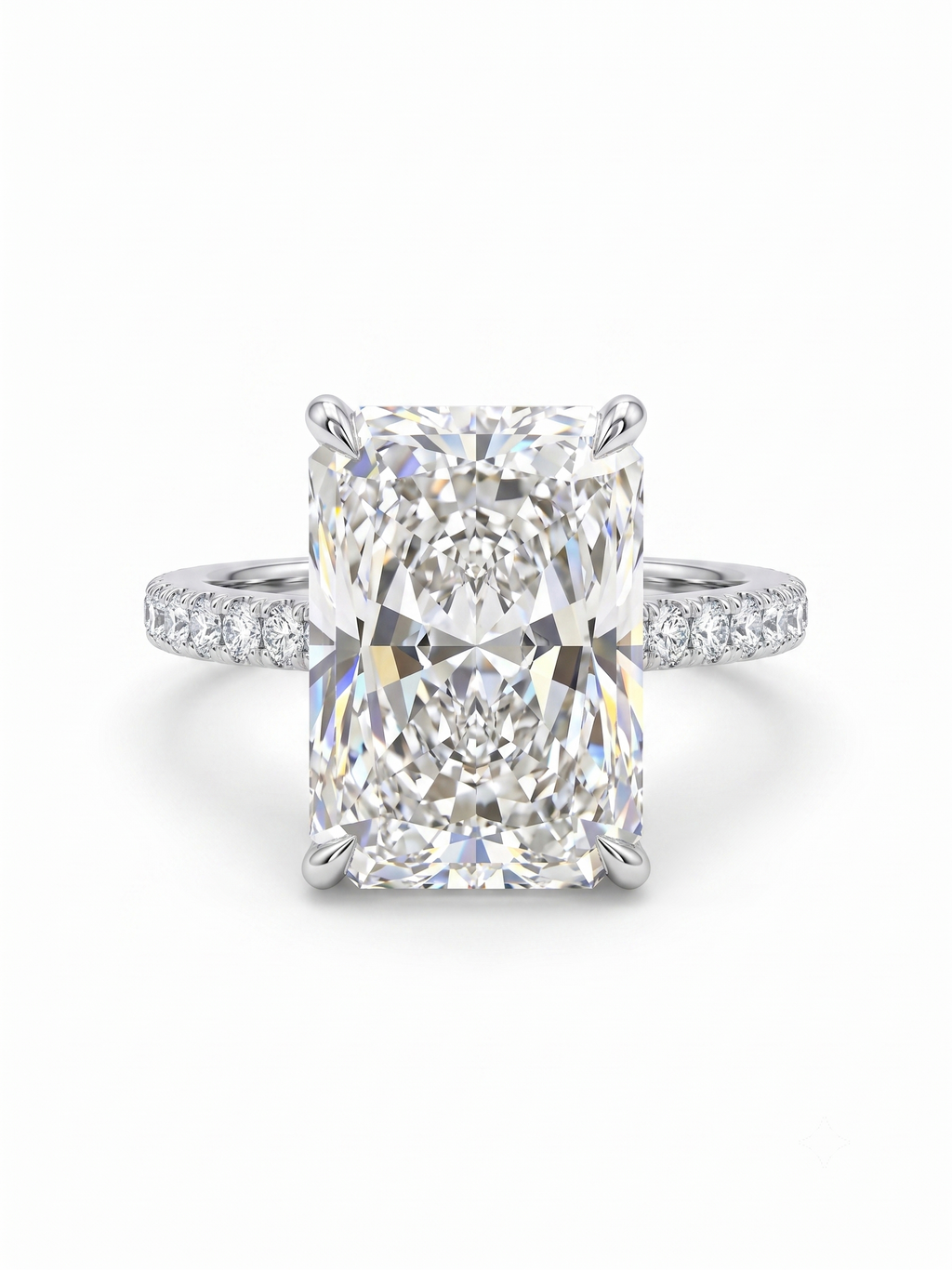 The Show-Stopping 6CT Radiant Cut Pavé Diamond Ring