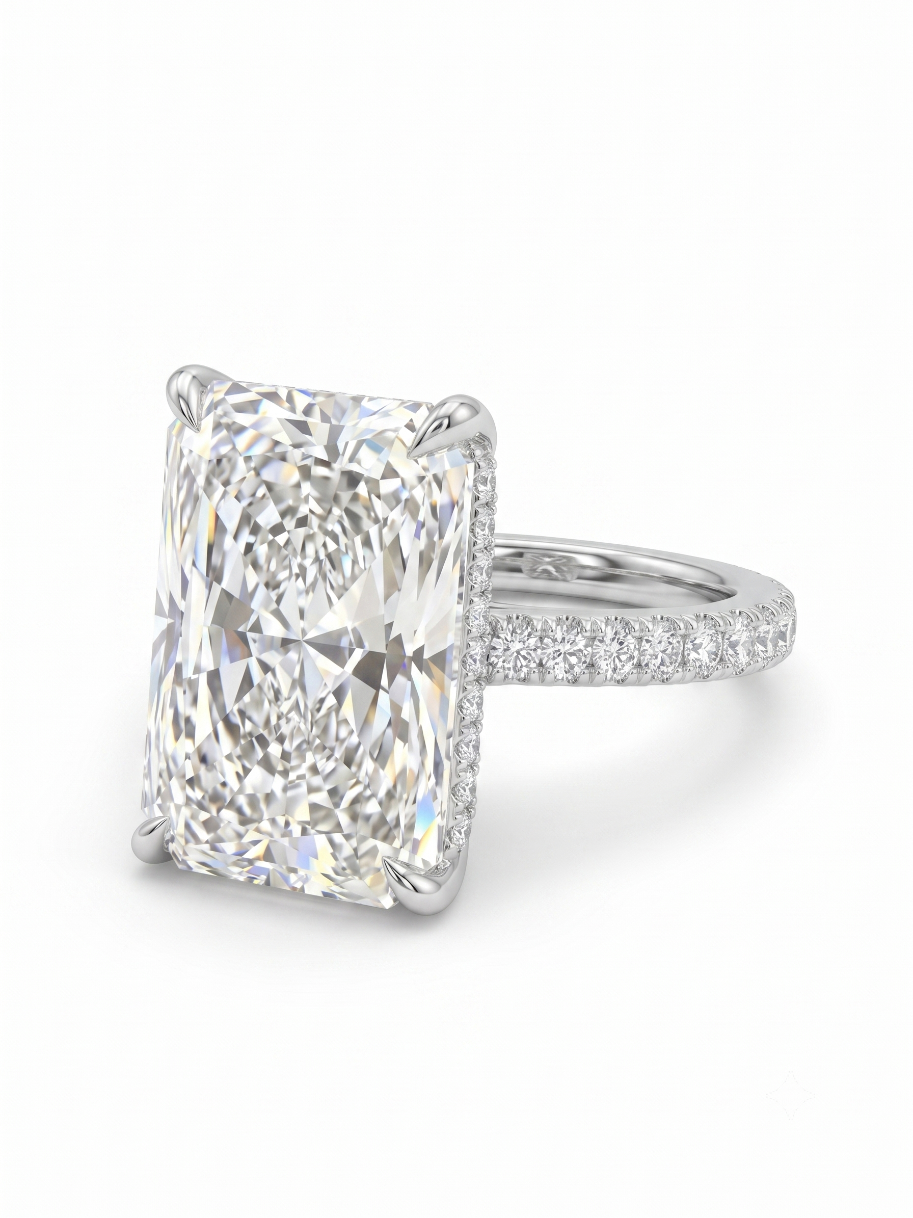 The Show-Stopping 6CT Radiant Cut Pavé Diamond Ring